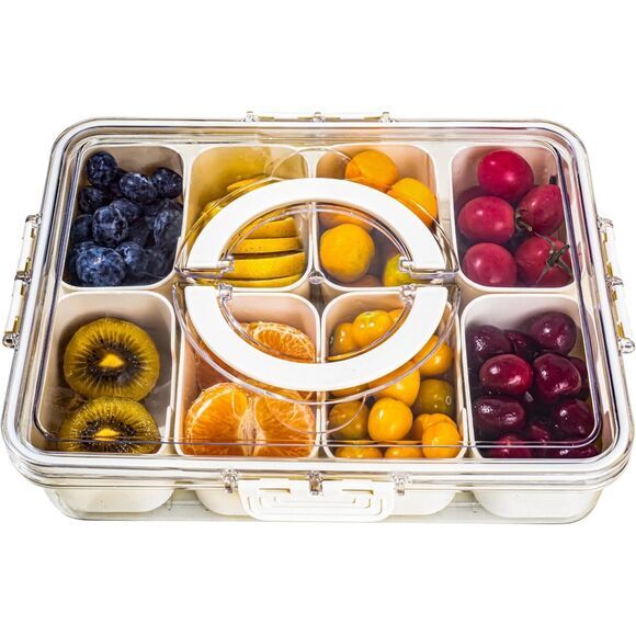 NEW Divided Serving Tray with Handle,‎ 8 Compartments Snack Box (4514) - Picture 1 of 8